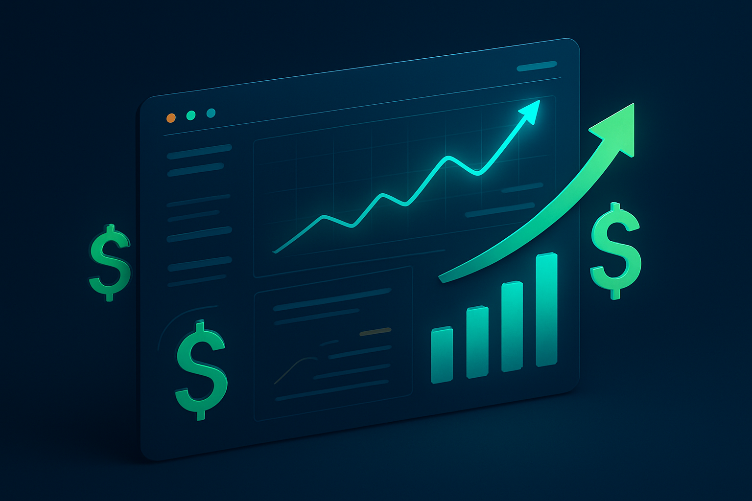 Affiliate earnings dashboard showing high EPC and upward-trending revenue charts